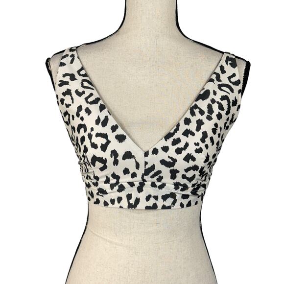 Aerie X-Large Scoop Swim Bikini Top Leopard Print Adjustable Strap Stretch Lined - Picture 1 of 7